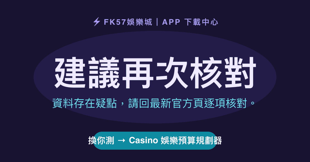 建議再次核對｜Casino 娛樂預算規劃器結果圖
